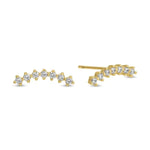 Glitz Crawler Stud Earrings, Gold 1