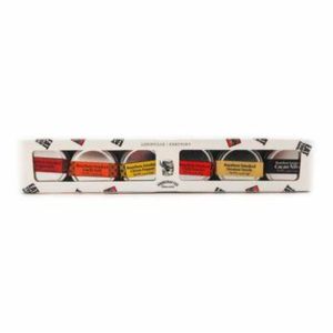 Bourbon Barrel Foods 6 Miniature Spice Gift Set featuring six small jars of spices in a decorative package, perfect for kitchen gifts and entertaining, available from Knotty and Board.