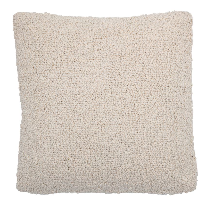 Cotton Boucle Pillow, Cream, 20 in. featuring a soft textured fabric in a neutral cream shade, perfect for adding cozy decor and comfort to any living space from Knotty and Board.