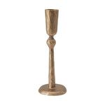 Hand-Forged Metal Taper Holder, Brass, Large, 7 in. with textured finish, perfect for adding elegant decor and ambiance to dining and entertaining spaces, from Knotty and Board. 1