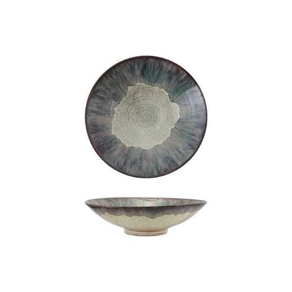 Stoneware Serving Bowl, 15.75 X 4.25 in. with a unique handcrafted glaze in earthy tones, perfect for kitchen decor, dining, and entertaining, available at Knotty and Board.