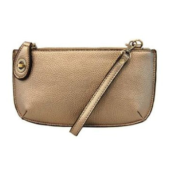 Mini Crossbody Wristlet Clutch, Metallic Light Bronze
