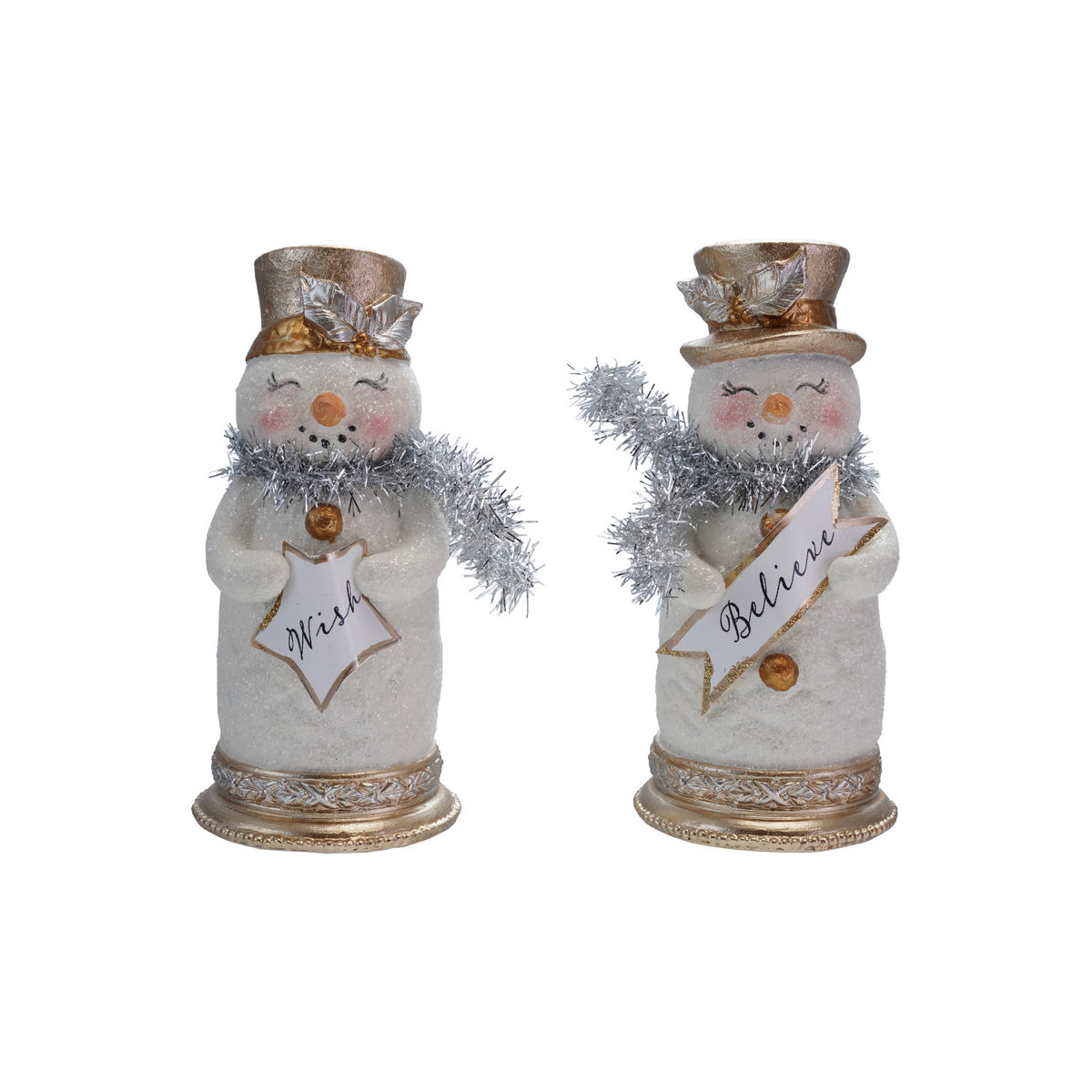 Glitter Snowman withTinsel Scarf & Sign, Assorted, 5.5 in.