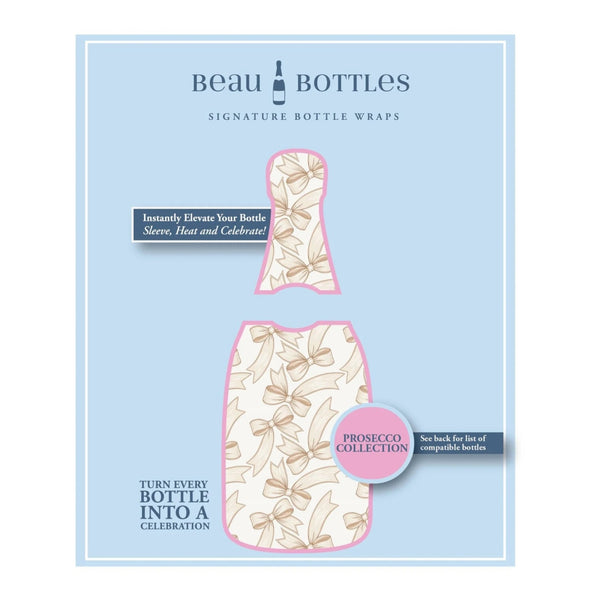 Beau Bottles Prosecco Collection, Beige Bows