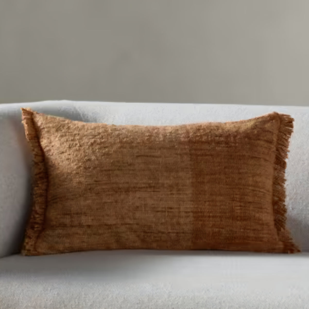 Eyelash Fringe Chenille Lumbar Pillow, Camel, 24 X 14 in.
