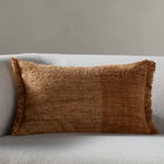 Eyelash Fringe Chenille Lumbar Pillow, Camel, 24 X 14 in. 2