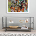 Byron Media Console Dark Iron Aged Brown Tempered Glass 2
