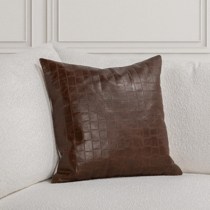 Seston Leather Pillow, Brown, 20 X 20 in.