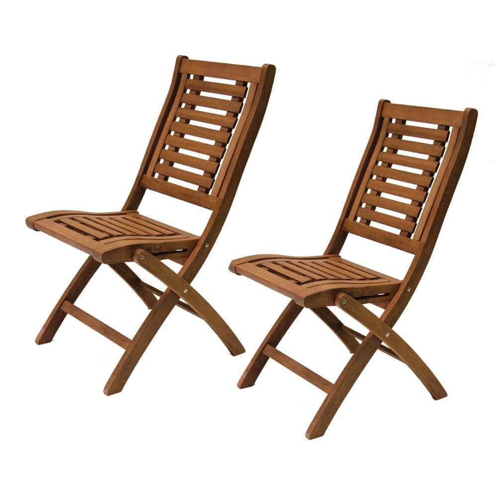 Eucalyptus Folding Side Chair, Set of Two, 18.5 X 25 X 37