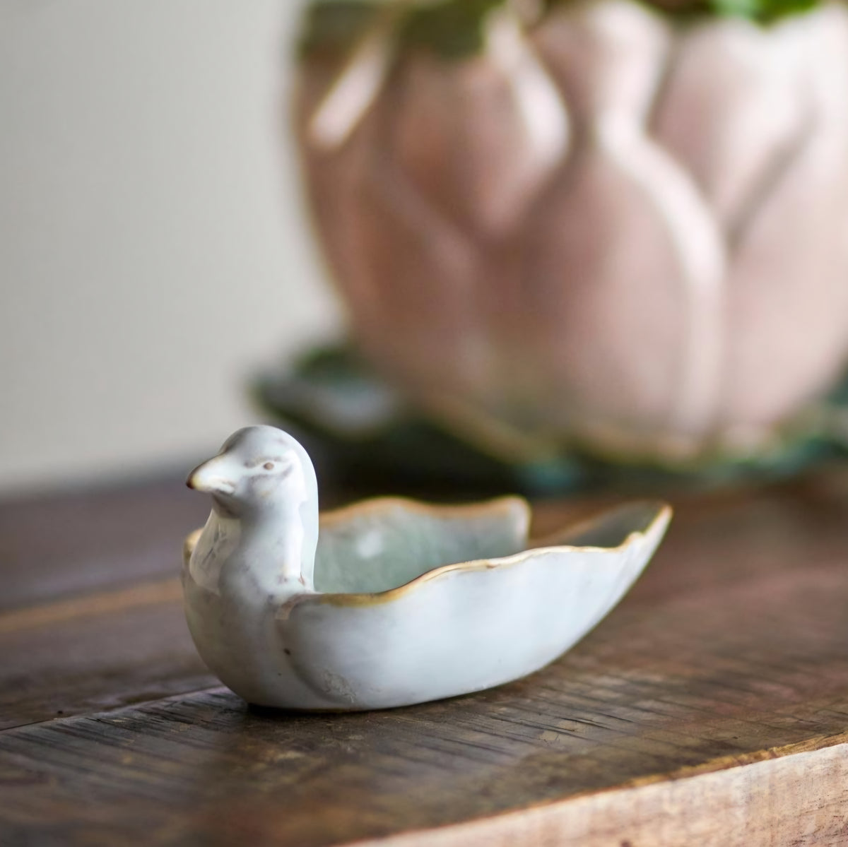 Stoneware Bird Shaped Dish, White
