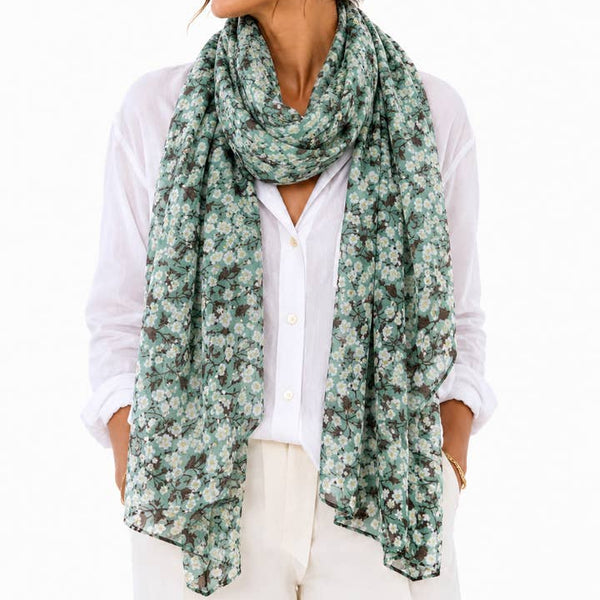 Cafe Ditsy Daisy Scarf, Jade