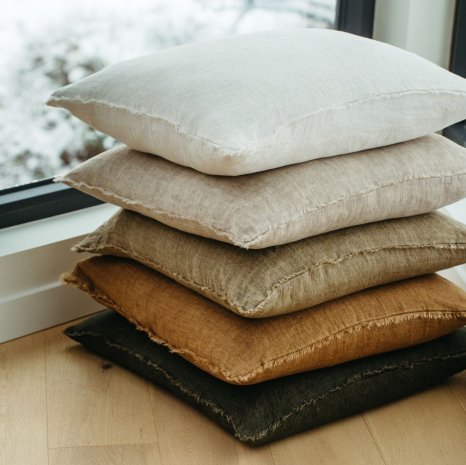 Lina Linen Pillow, Ivory, 24 x 24 in.