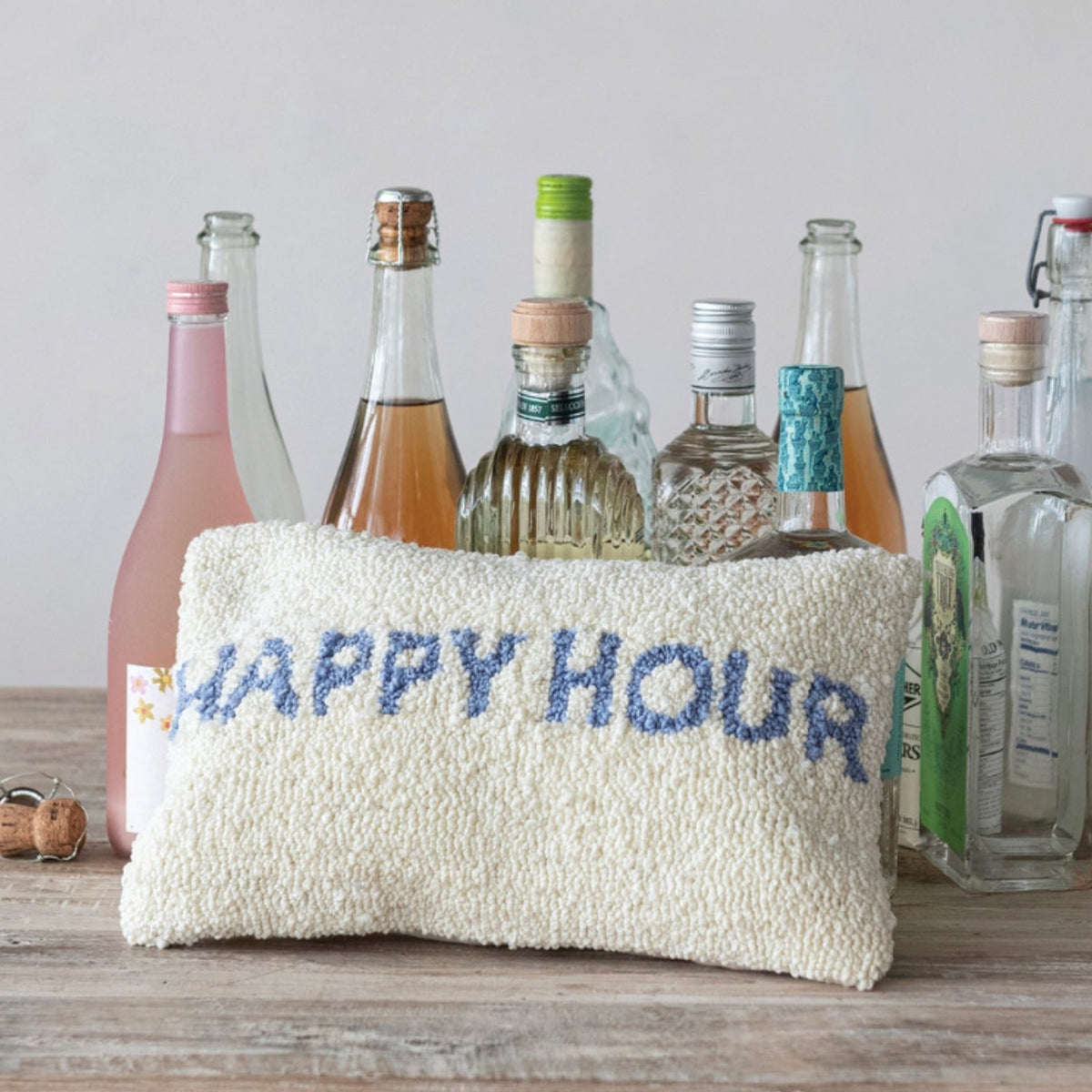 Happy Hour Lumbar Pillow, Natural and Blue
