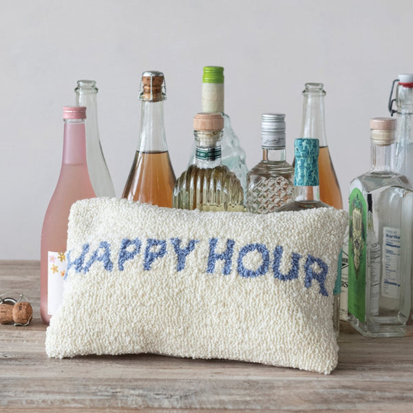 Happy Hour Lumbar Pillow, Natural and Blue