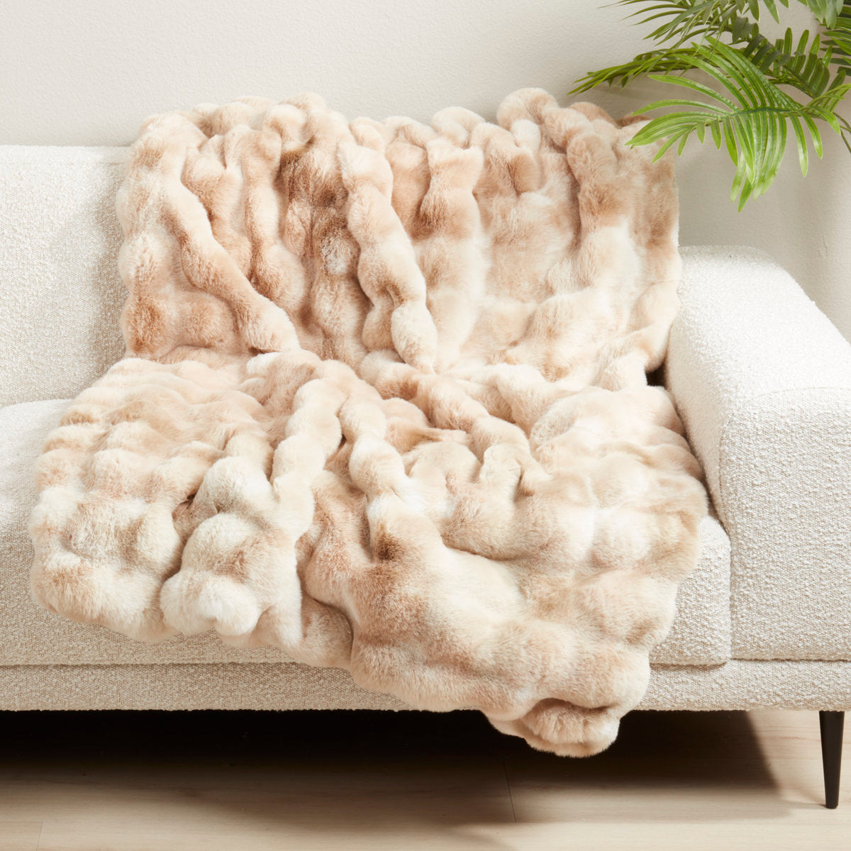 Fur Throw, Bubble Faux, Natural, 50 X 60 in.