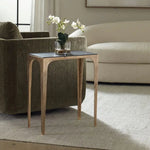 Black Marine Marble Accent Table, Antique Brass 2