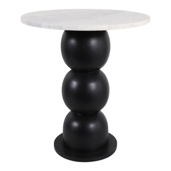White Marble Top with Wooden Bubble Base End Table
