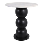 White Marble Top with Wooden Bubble Base End Table 1