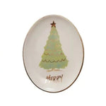Oval Stoneware Christmas Tree Dish, Assorted, 5 X 4 in. 6