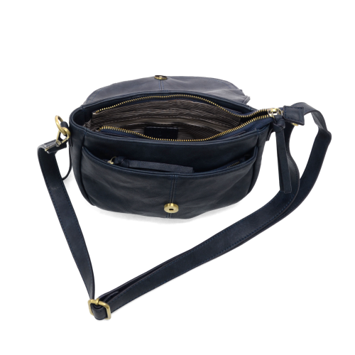 Helene Small Saddle Crossbody, Navy