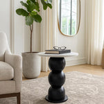 White Marble Top with Wooden Bubble Base End Table 2