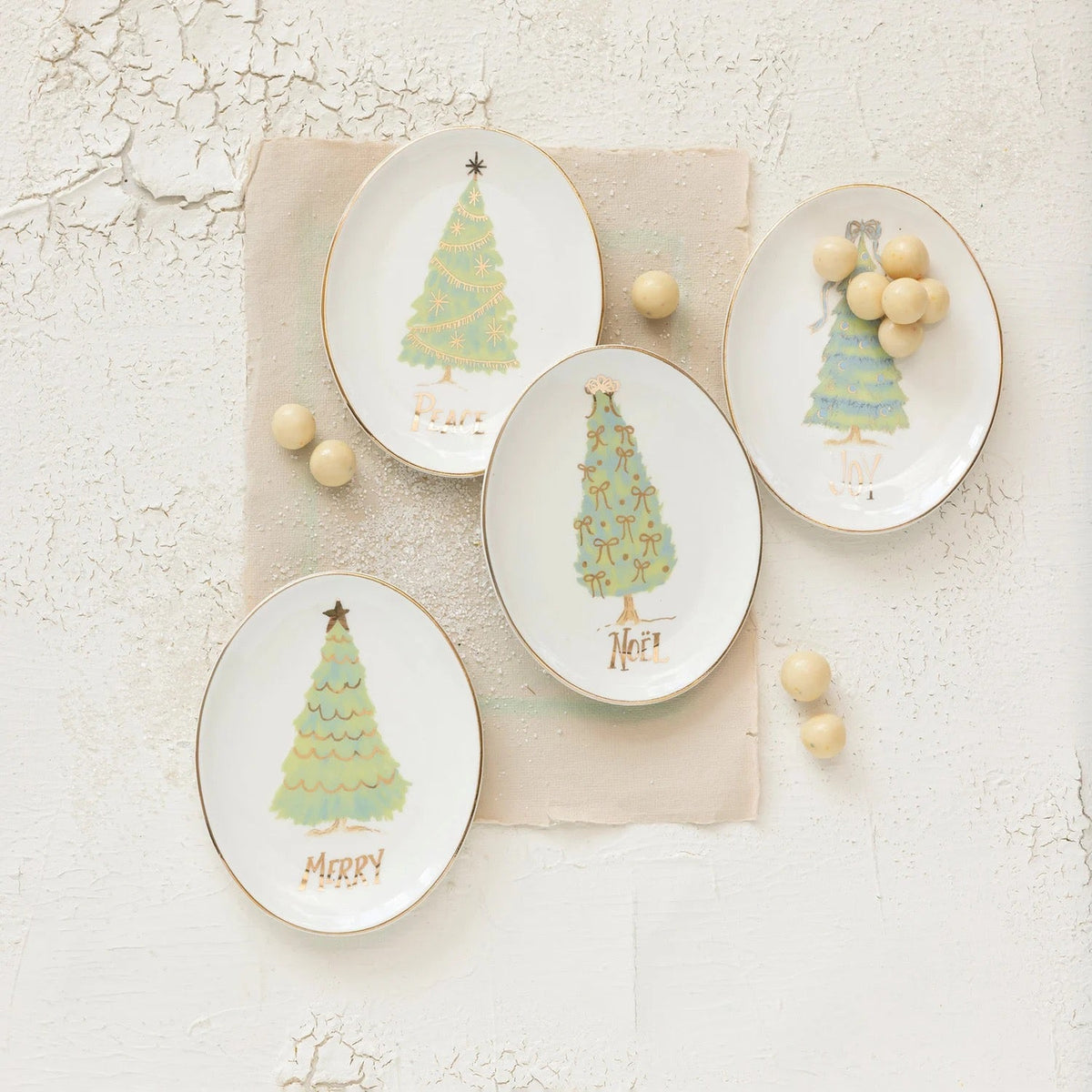 Oval Stoneware Christmas Tree Dish, Assorted, 5 X 4 in.