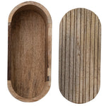 Hand-Carved Mango Wood Box with Lid, Natural, Large, 13.5 X 5.75 X 3.25 in. 1