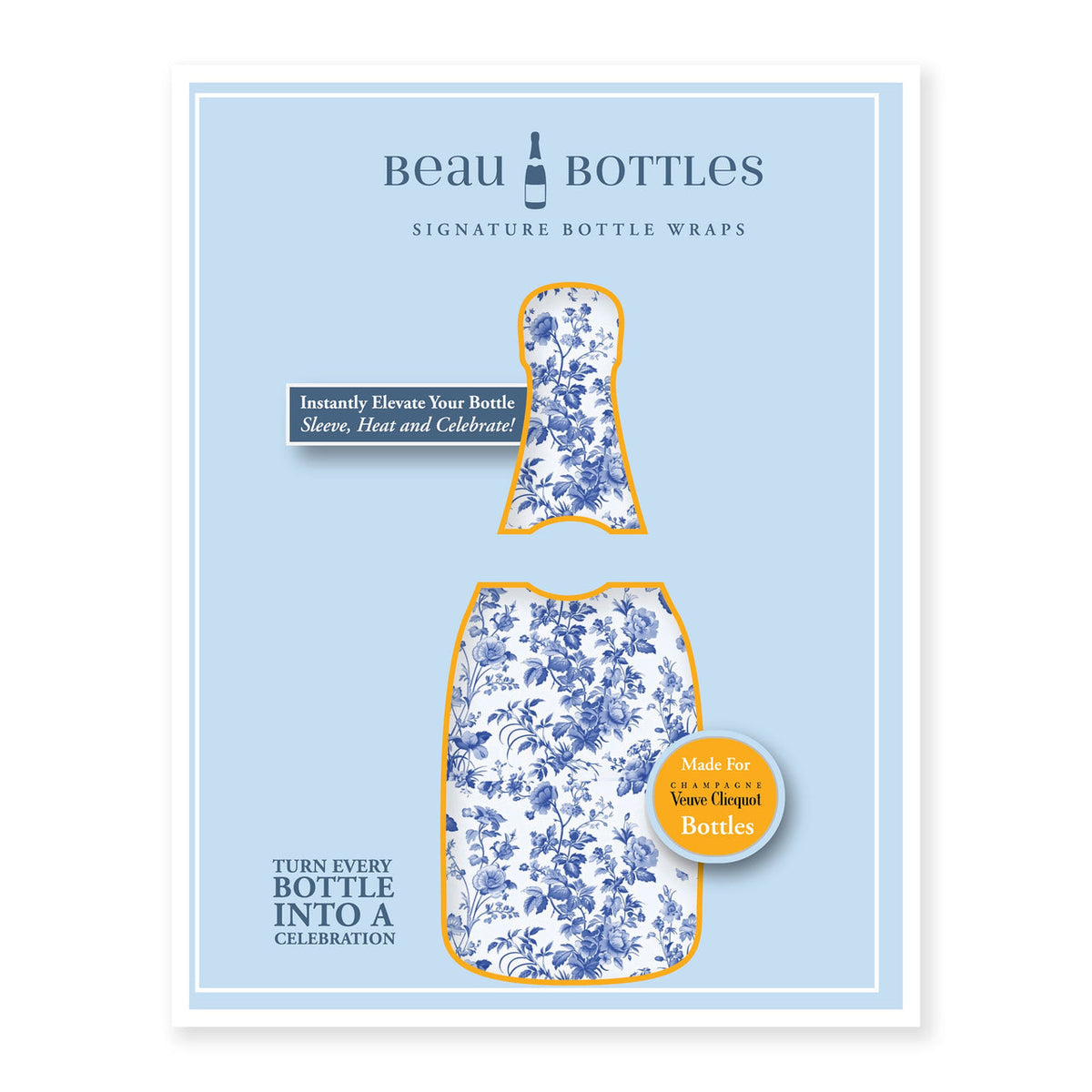 Beau Bottles Champagne Collection, Grandmillenial Blue Floral