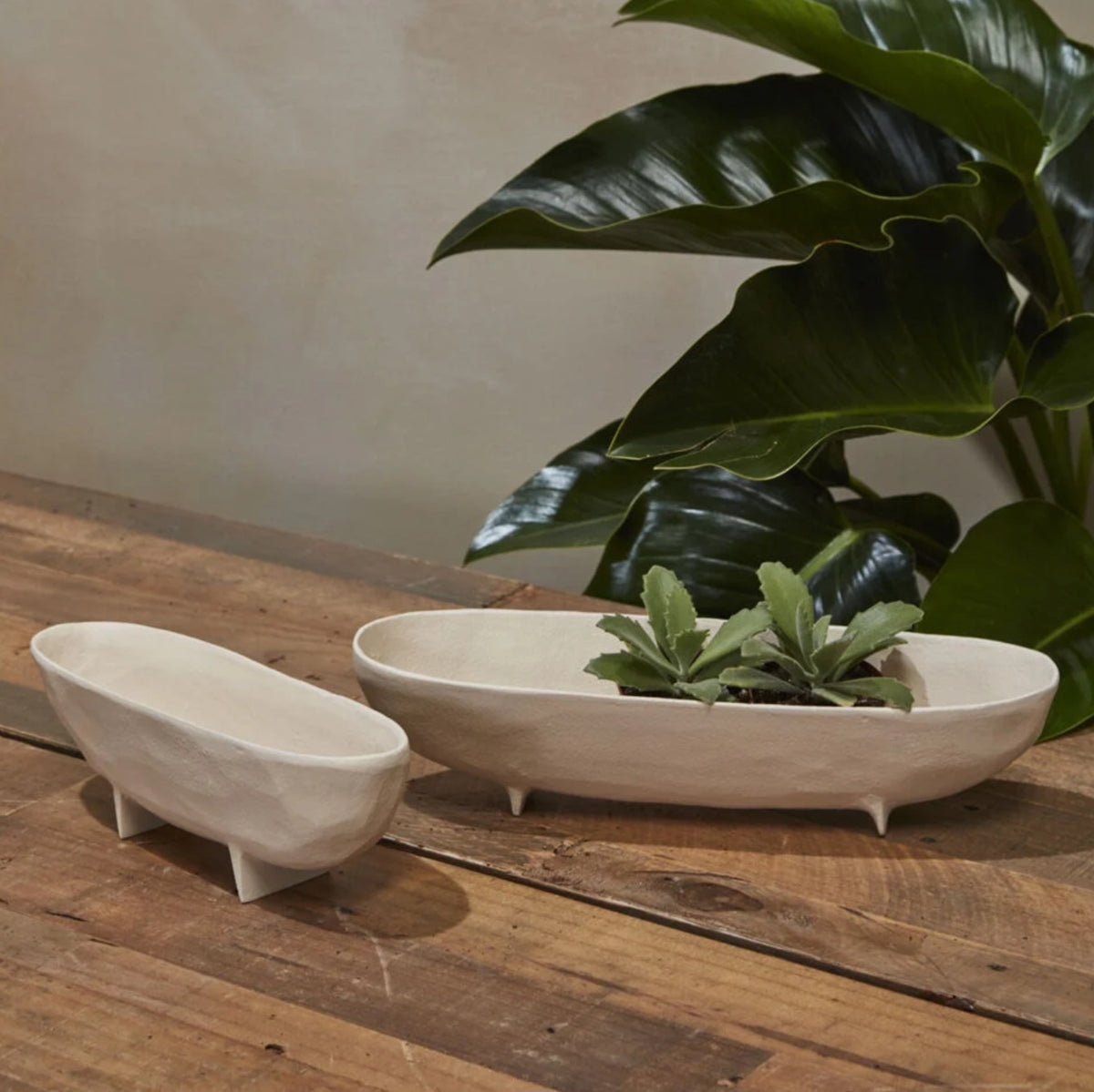 Rockform Footed Dish, Small, Clay