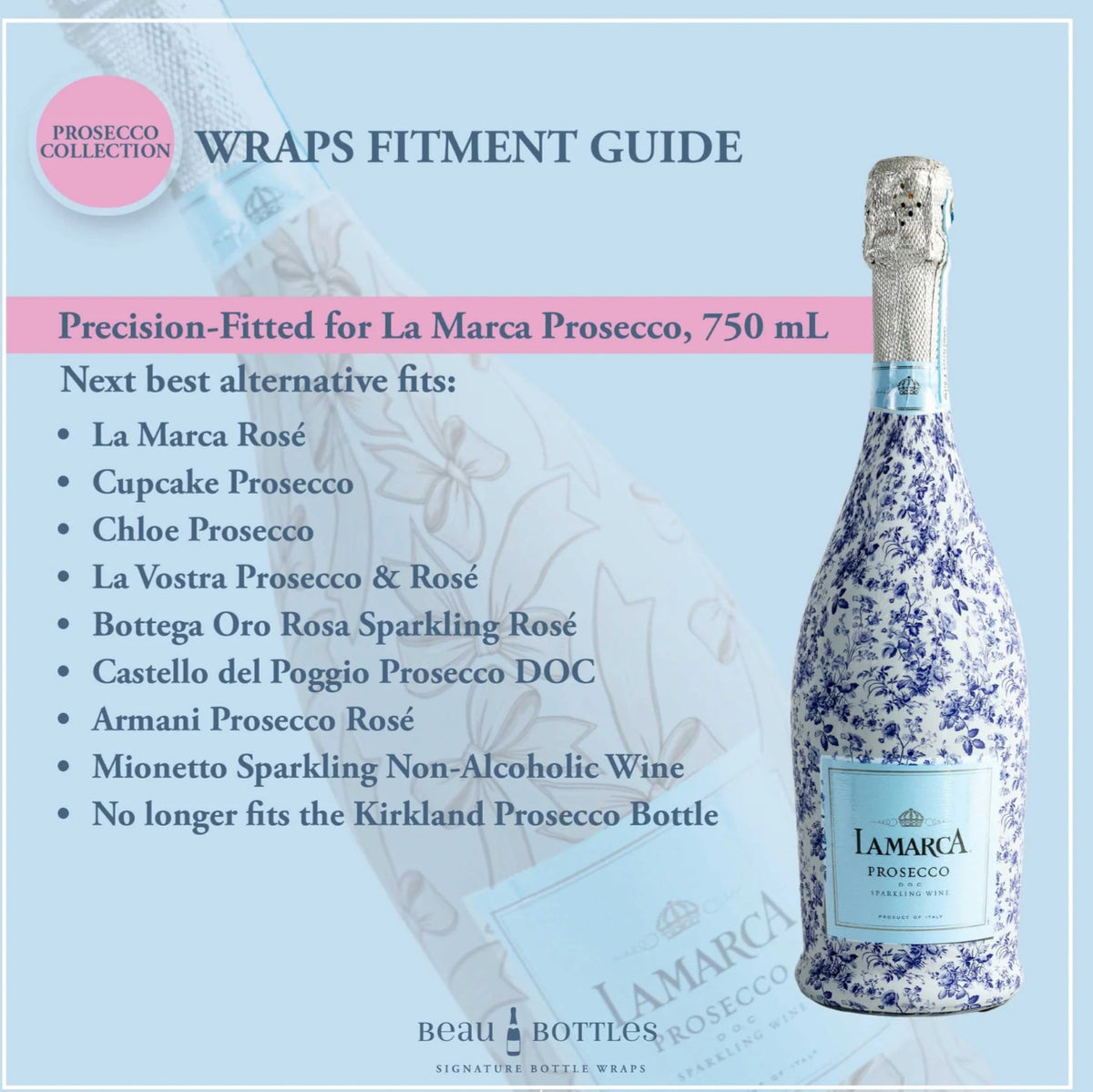 Beau Bottles Prosecco Collection, Beige Bows