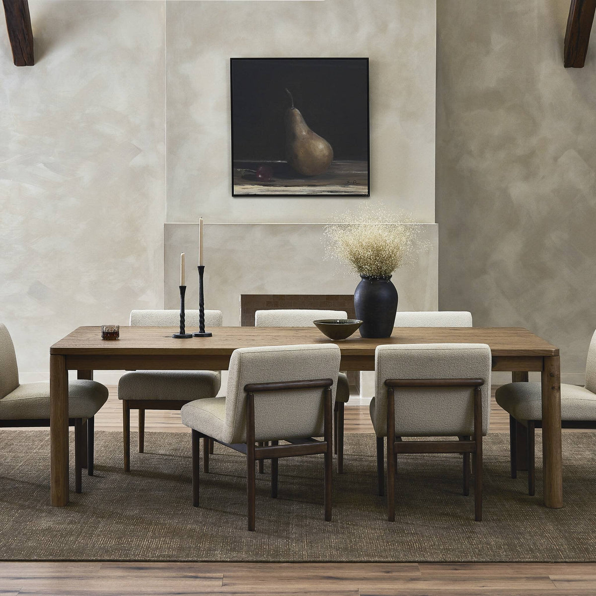 Noeline Double Extension Dining Table, Worn Oak, 96 X 42 X 30 in.