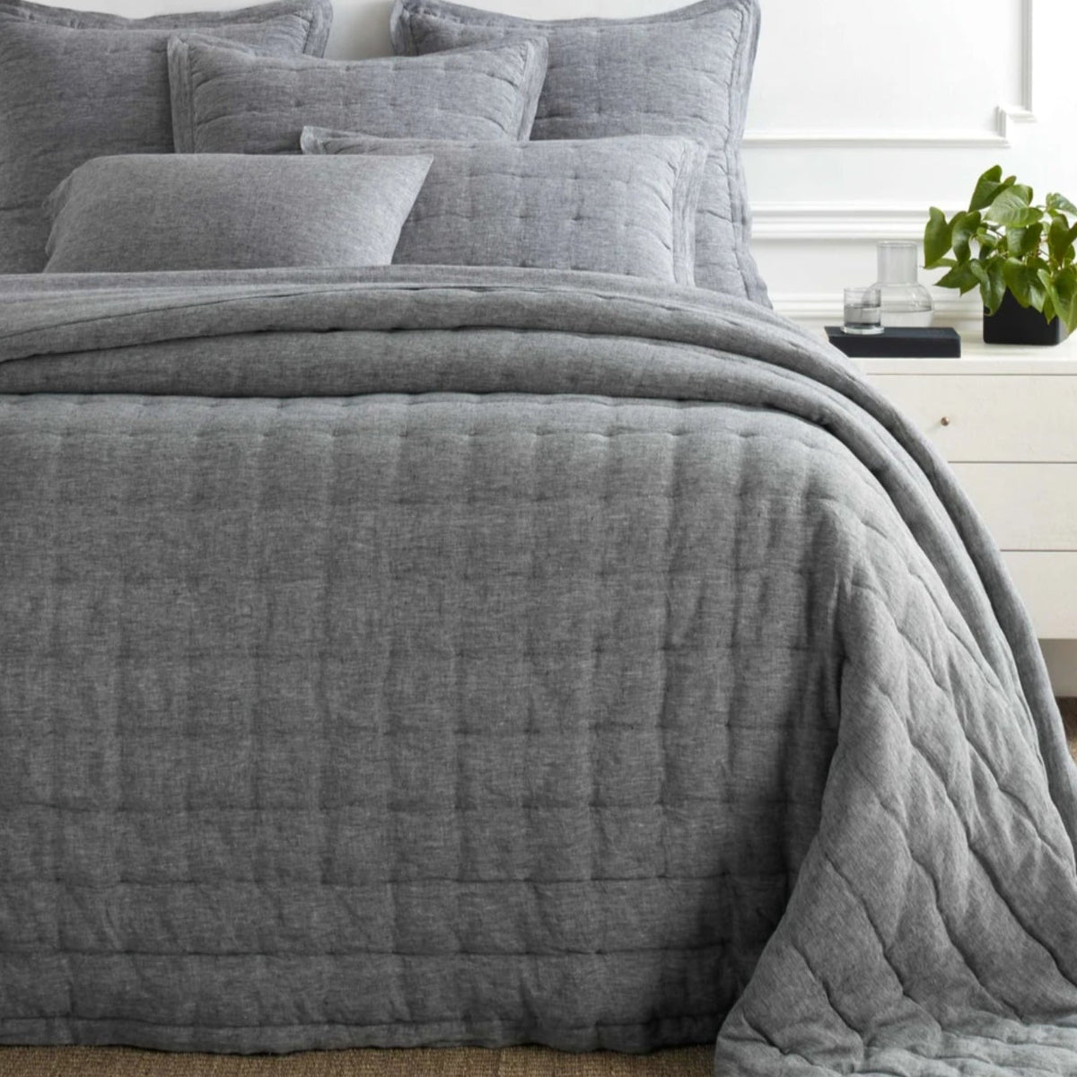 Lush Linen Puff Sham, Black Grey, Standard Bedding