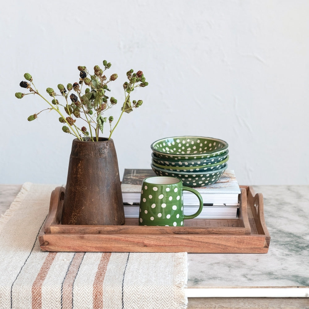 Acacia Wood Tray with Handles, Small, 16 in.