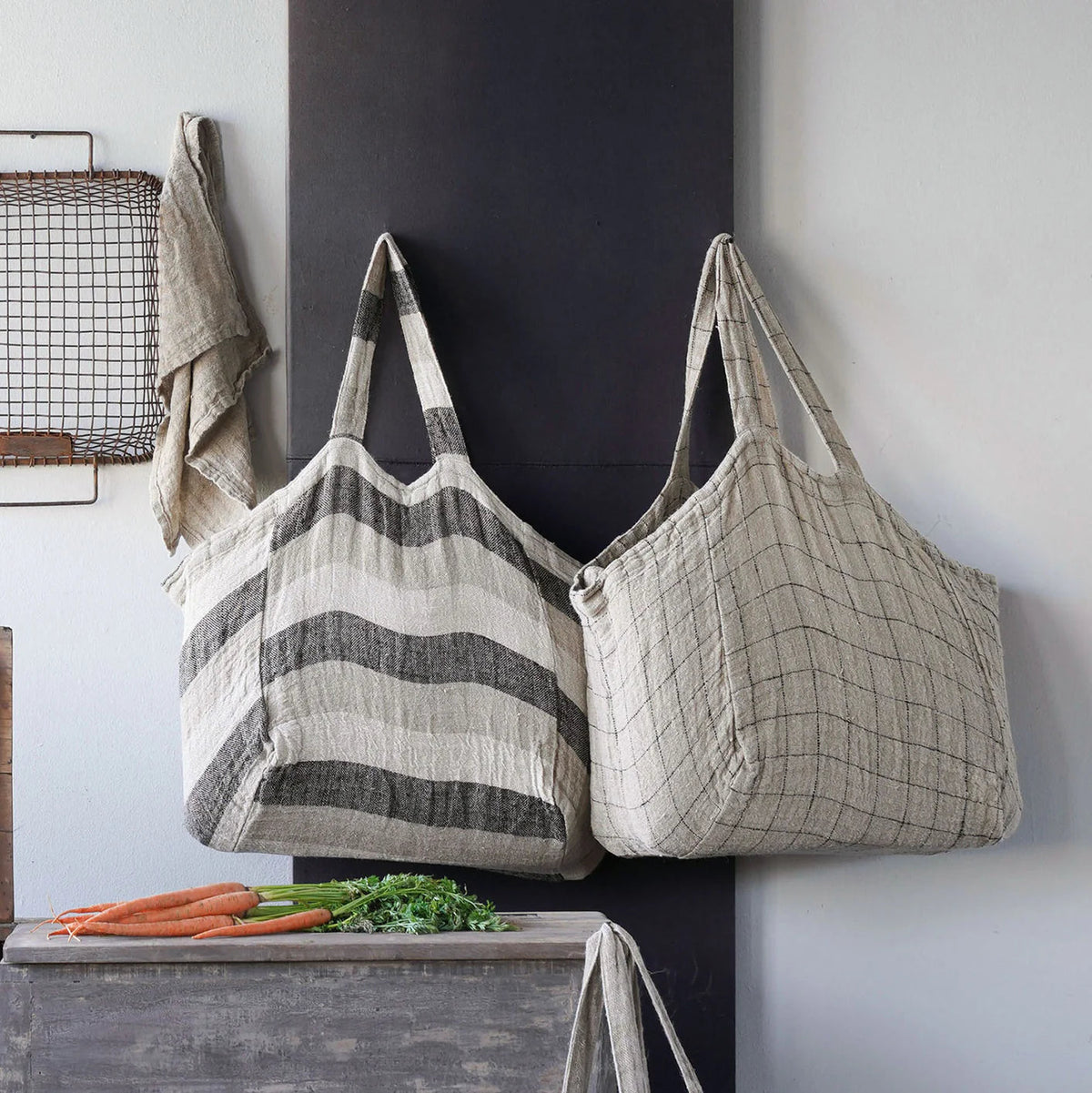 Aubange Handwoven Linen Market Bag, 15.75 in.