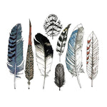 Watercolor Feather Tattoos, Set of 8 1