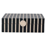 Mango Wood & Resin Striped Box, Black & Tan, 9 X 6 X 3 in. 1