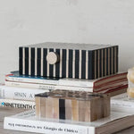 Mango Wood & Resin Striped Box, Black & Tan, 9 X 6 X 3 in. 2