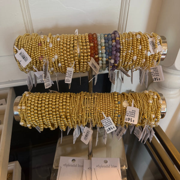 Stretch Bead Bracelet, 2mm, Gold, Priced individually