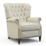 Sherrill Recliner L1662, Odelm Recliner, Green Leather w/Cont Fabric 1