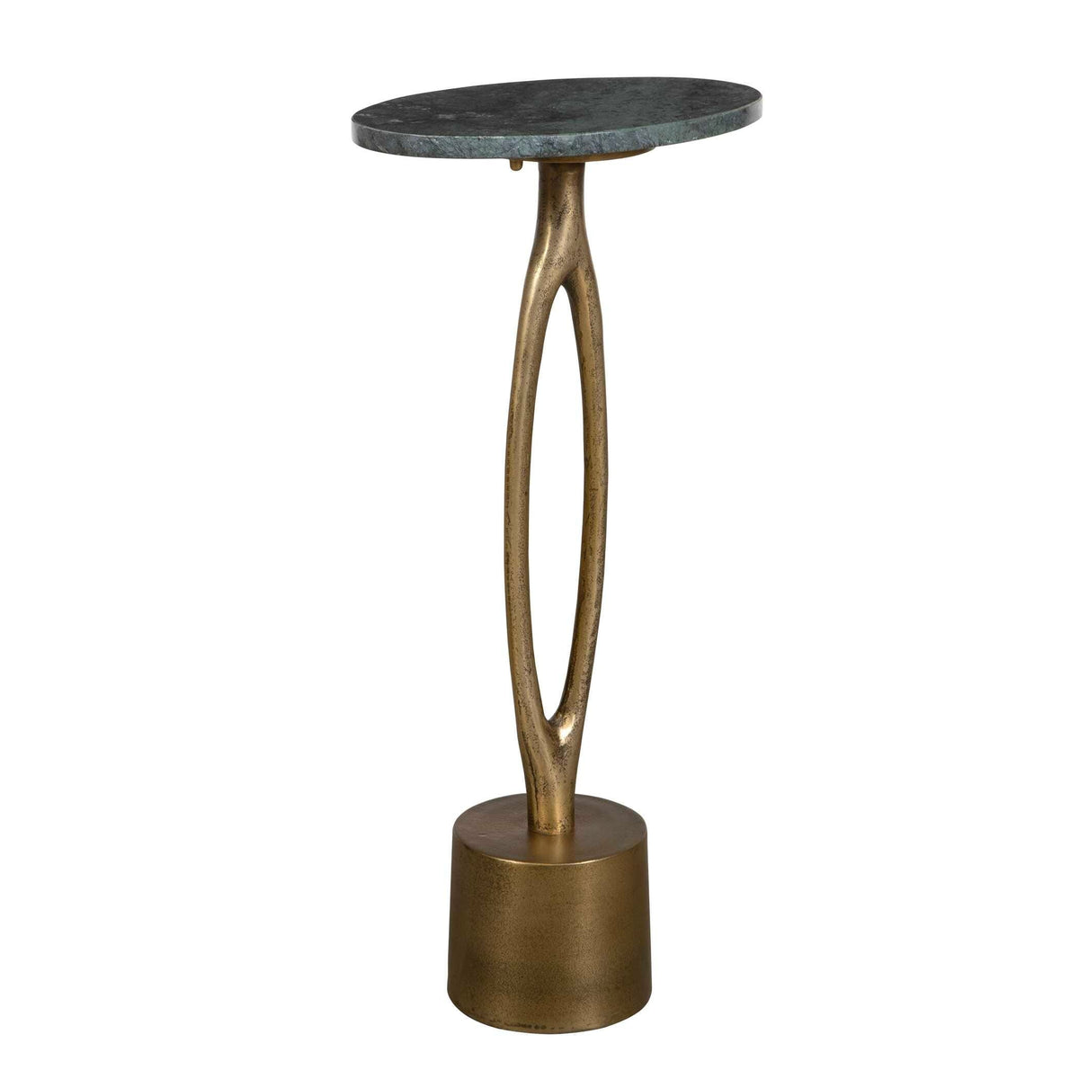 Emerald Green Oval Marble Top Accent Table, 12 x 24 x 8 in.