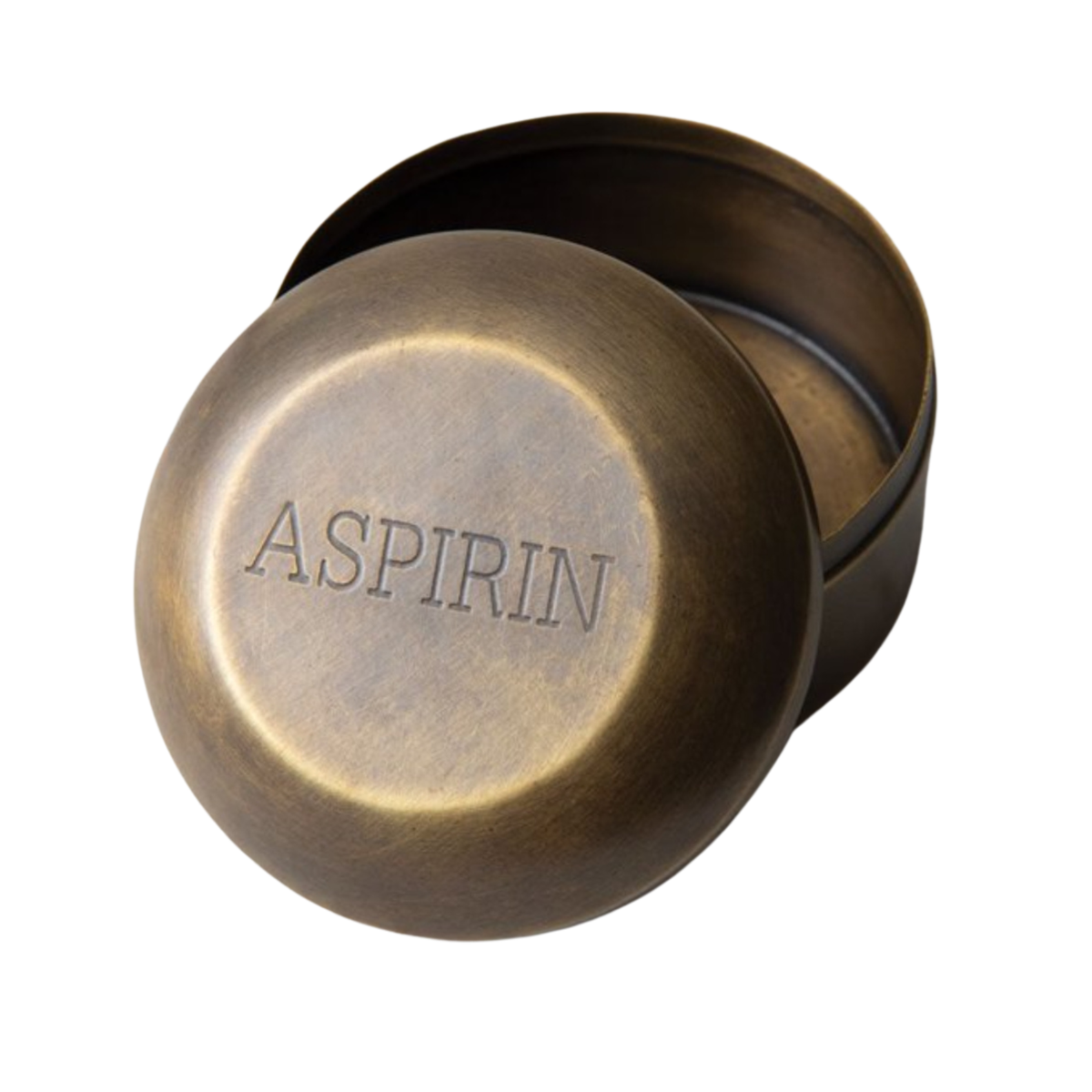 Aspirin Pill Box, Antique Brass