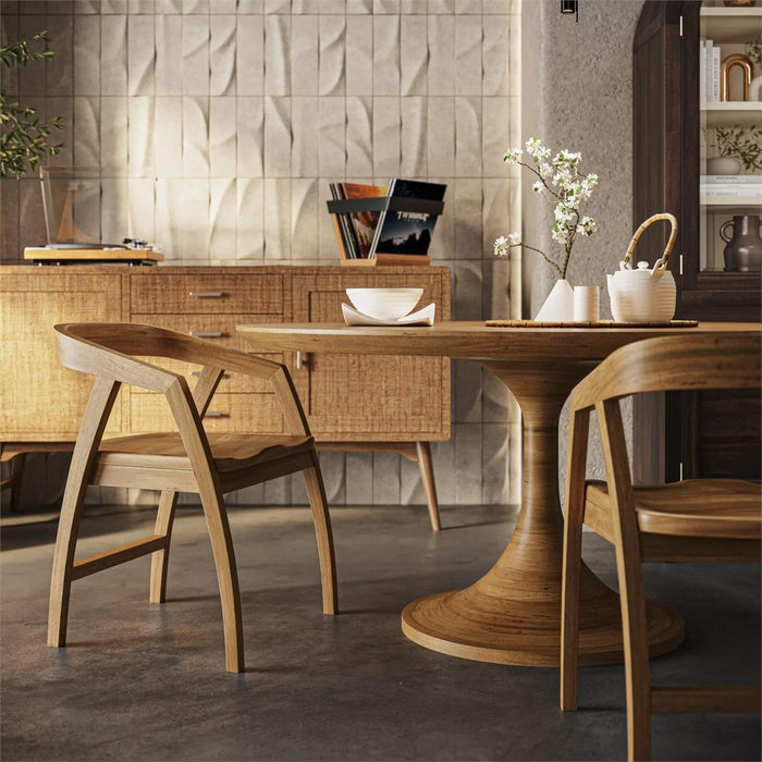 Pierre Round Dining Table, 60 in., Antique French Oak