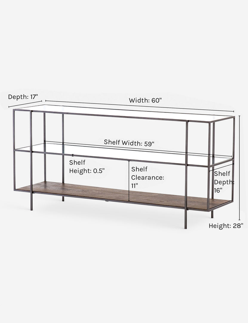 Byron Media Console Dark Iron Aged Brown Tempered Glass