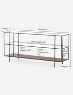Byron Media Console Dark Iron Aged Brown Tempered Glass 4
