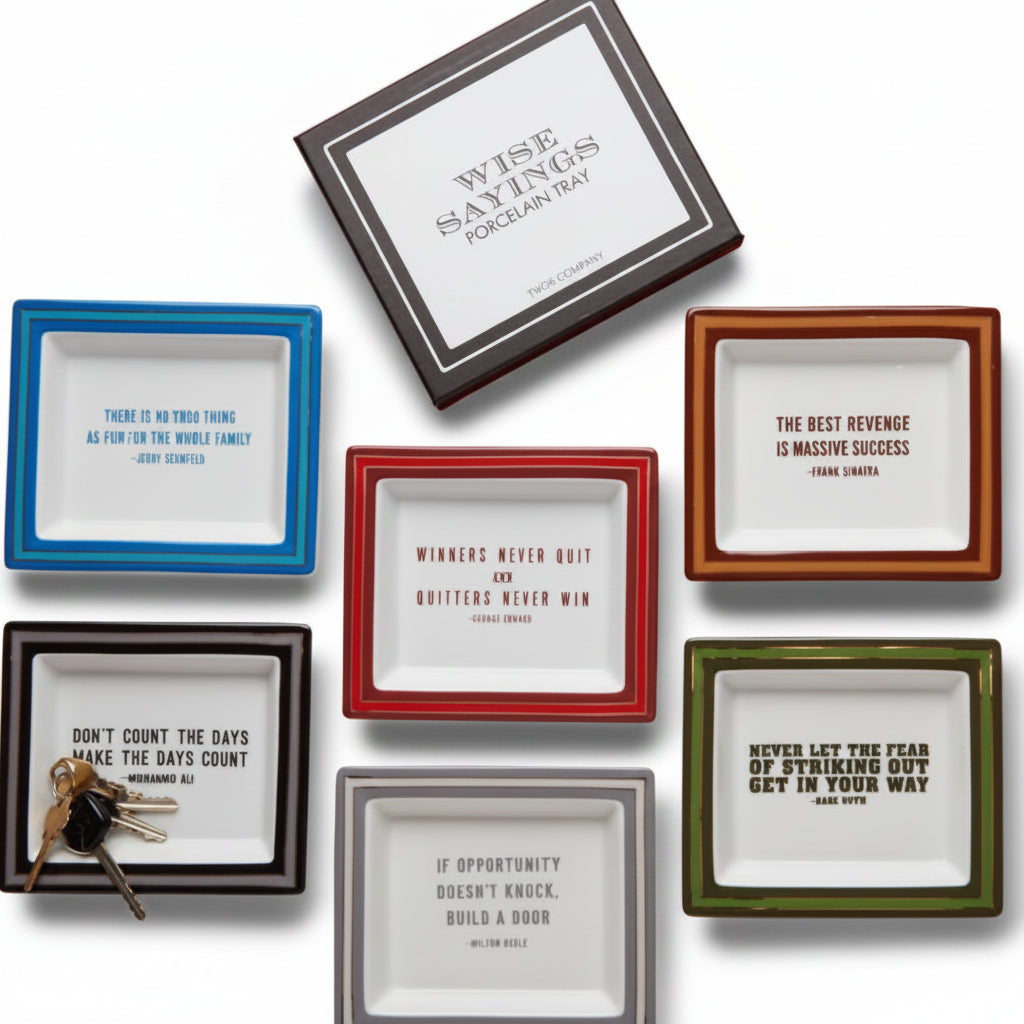 Porcelain Desk Tray, Assorted Sayings, 6.5 x 5.75 in.