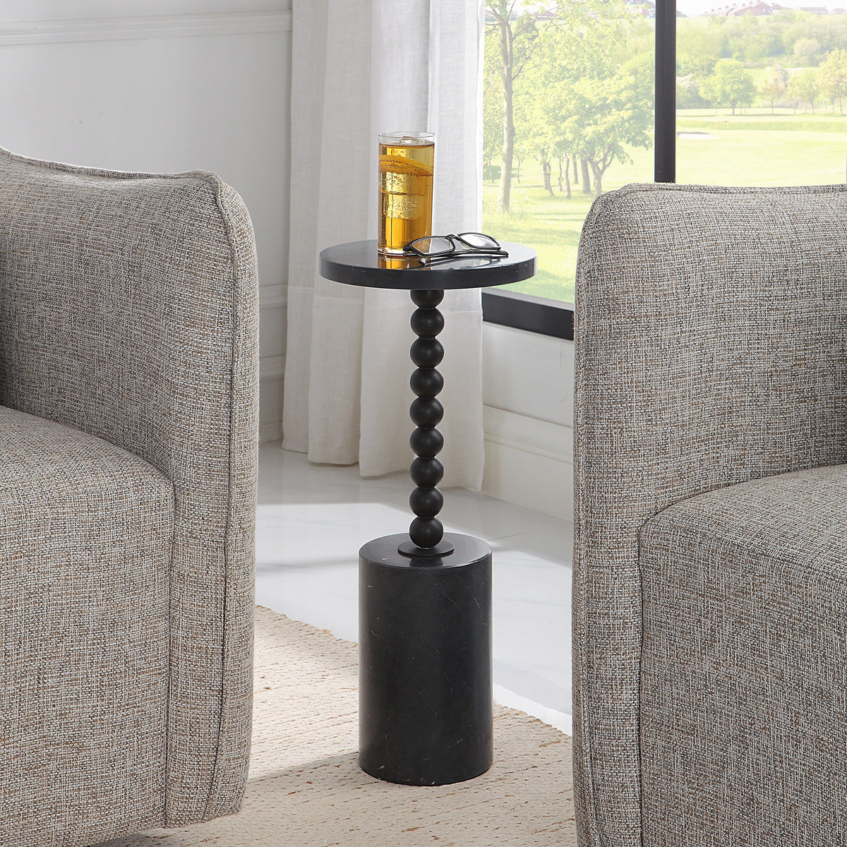 Bead Drink Table, Black, 10 X 24 X 10