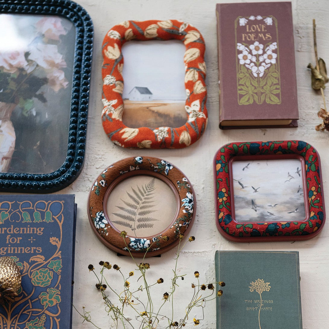 Embroidered Photo Frame with Floral Pattern, Assorted, 4 in.