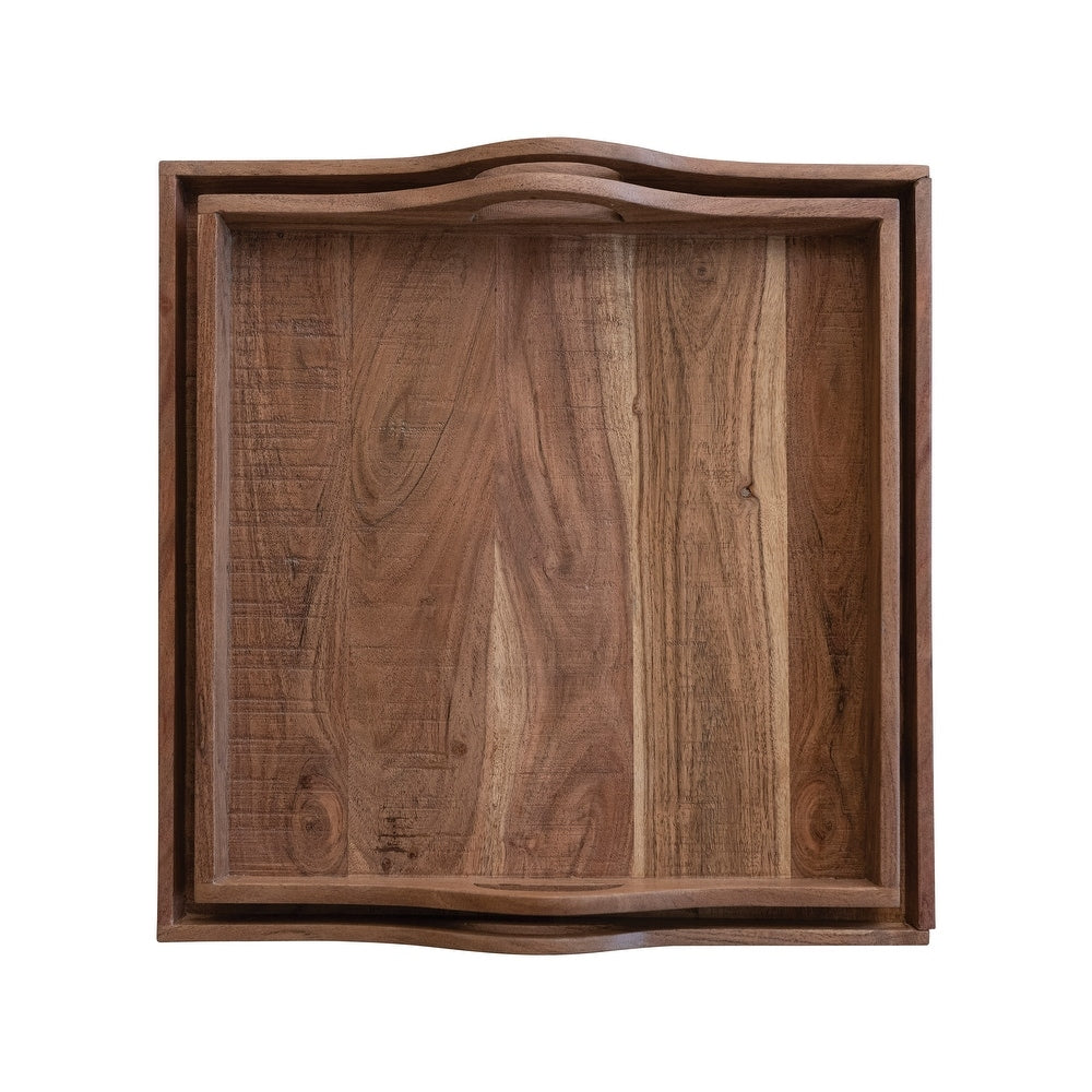 Acacia Wood Tray with Handles, Small, 16 in.