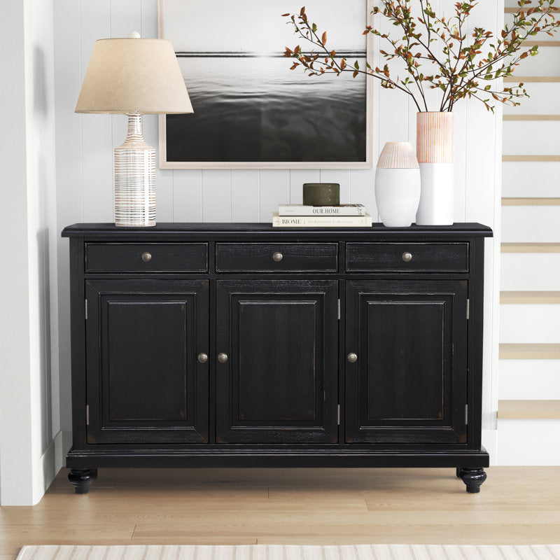 Aldridge Sideboard, Black, 55.5 x 11 x 35.25 in.