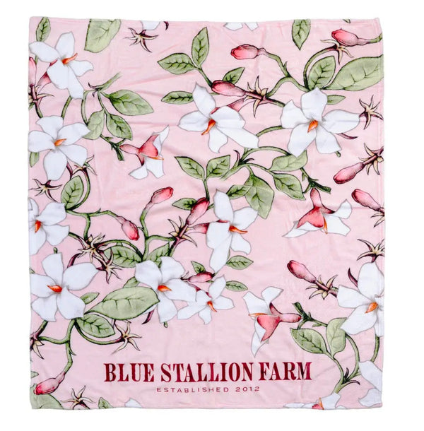 Flannel Fleece Throw Blanket in Leather Holder, Jasmine Joy